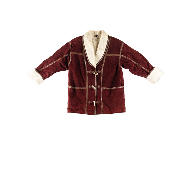 Vintage 80's Women Sheepskin Coat in RedMN659