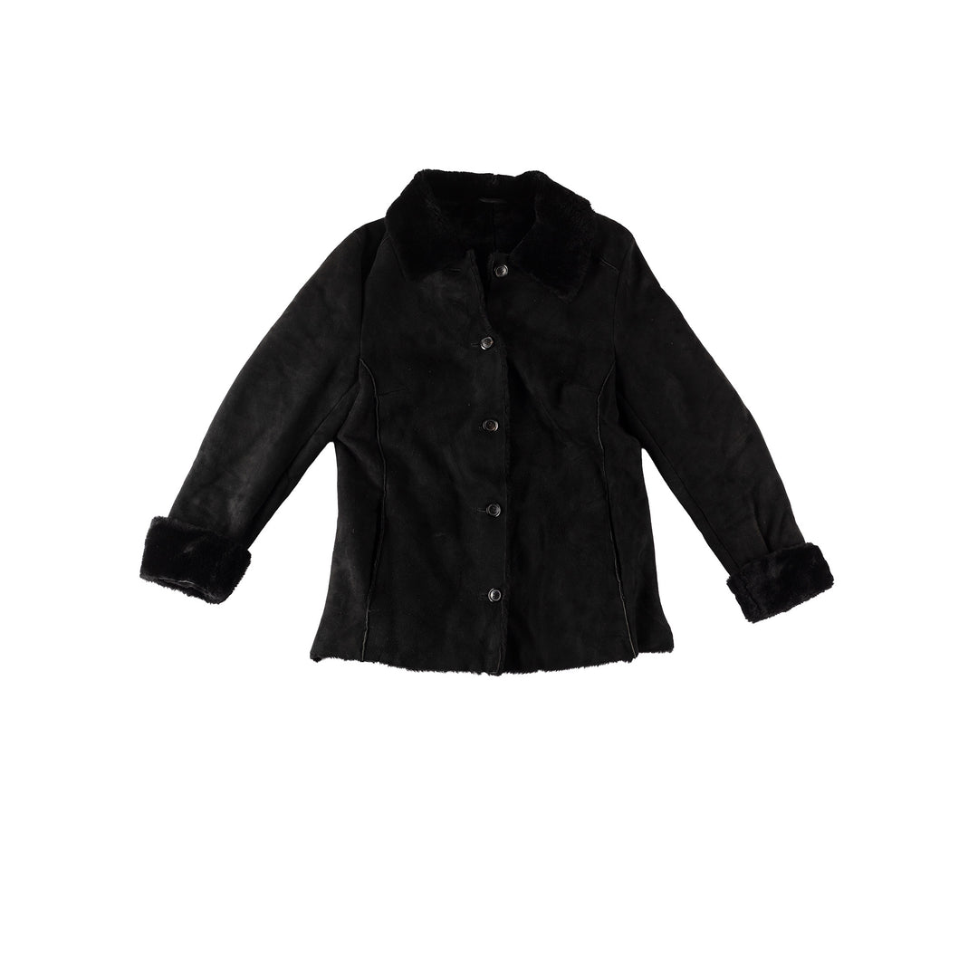 Vintage 80's Women Sheepskin Jacket in BlackMN571