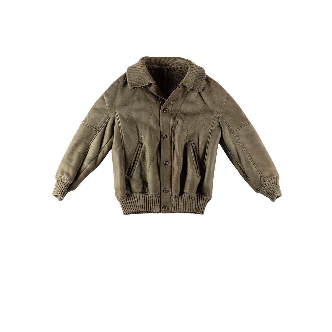 Vintage 80's Men Sheepskin Jacket in GreenVN540