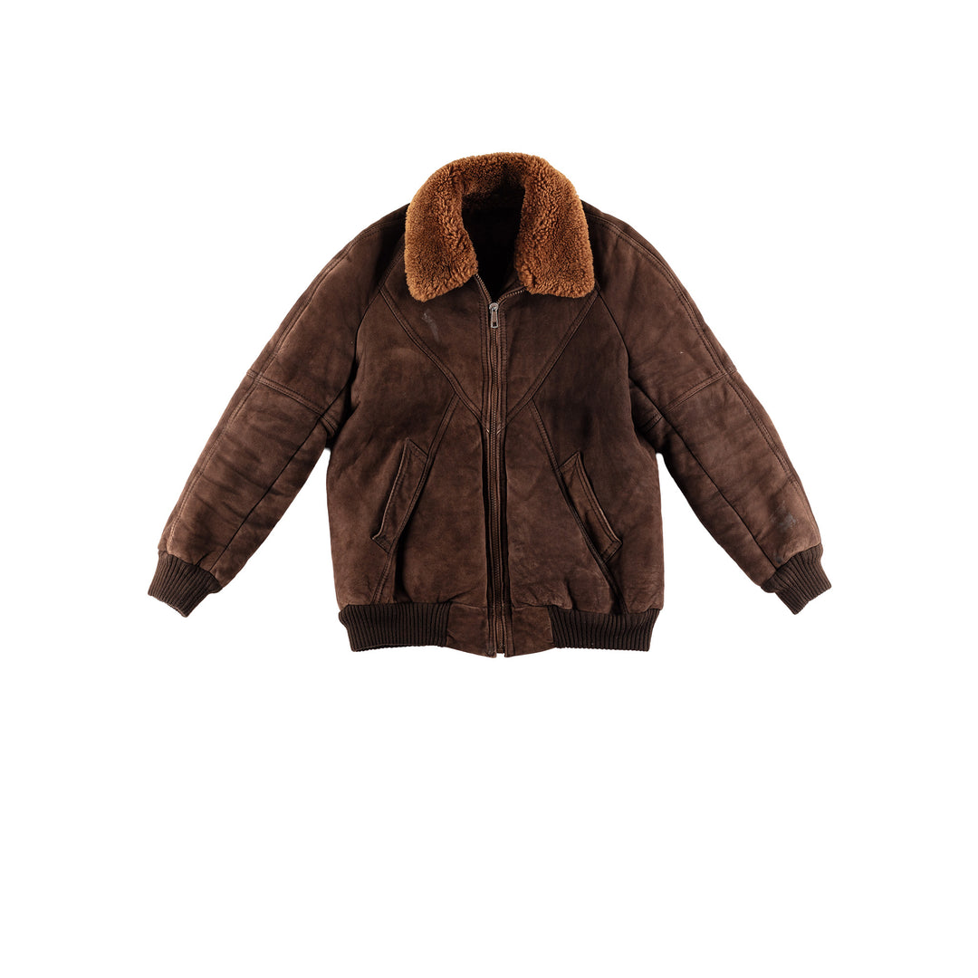 Vintage 80's Men Sheepskin Jacket in BrownVN442