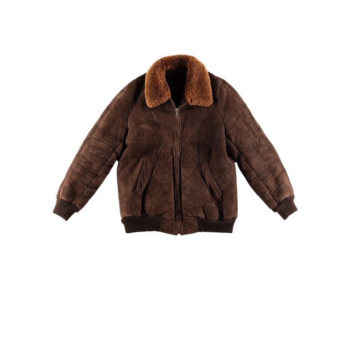 Vintage 80's Men Sheepskin Jacket in BrownVN442