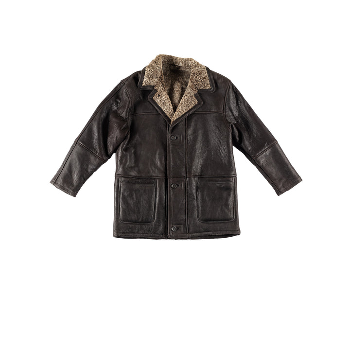 Vintage 80's Men Sheepskin Coat in BlackVN743