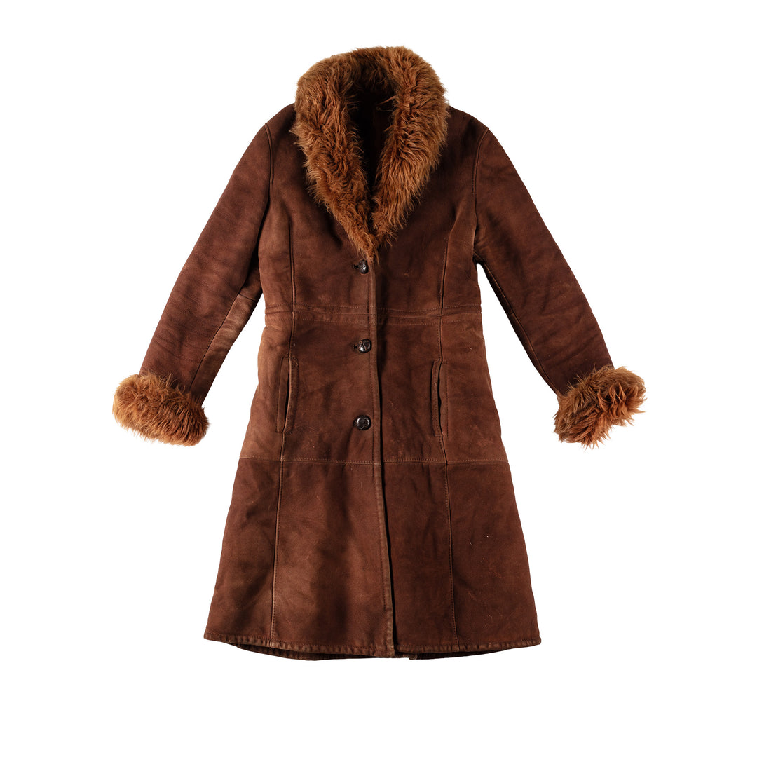 Vintage 70's Women Sheepskin Coat in BrownMN561