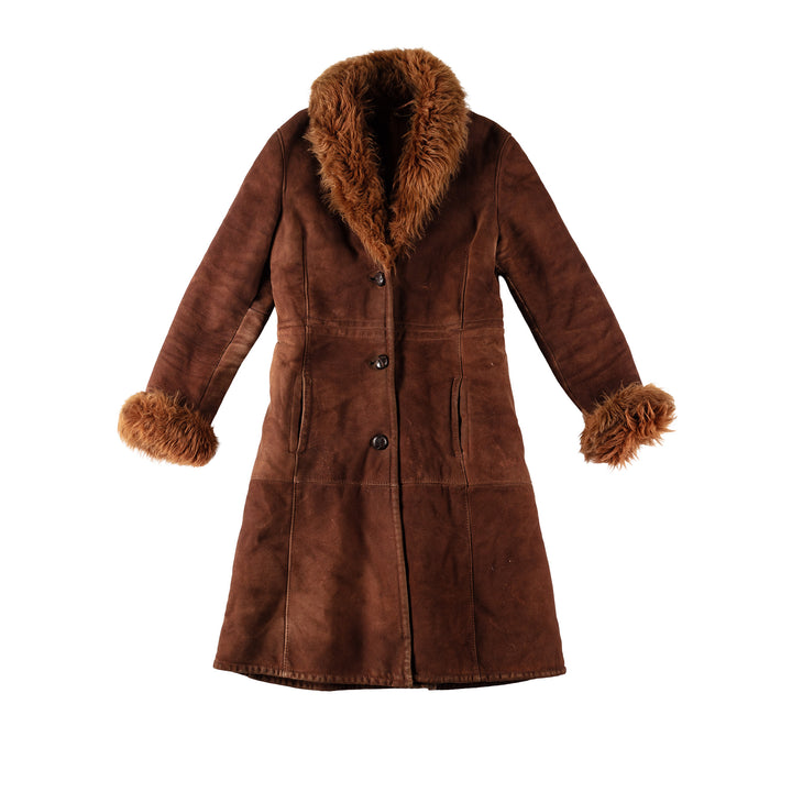 Vintage 70's Women Sheepskin Coat in BrownMN561
