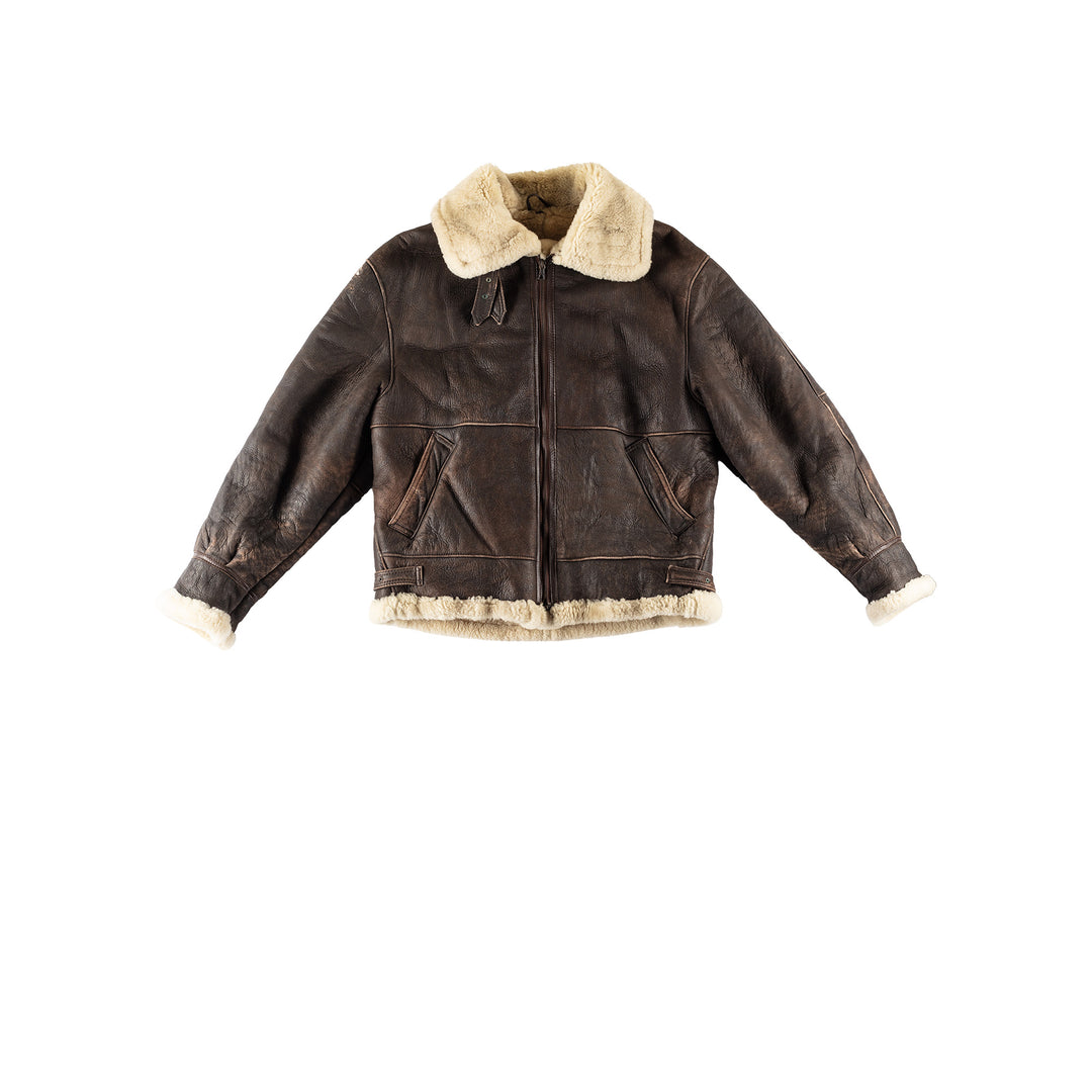 Vintage 80's Men Sheepskin Jacket in BrownVN784