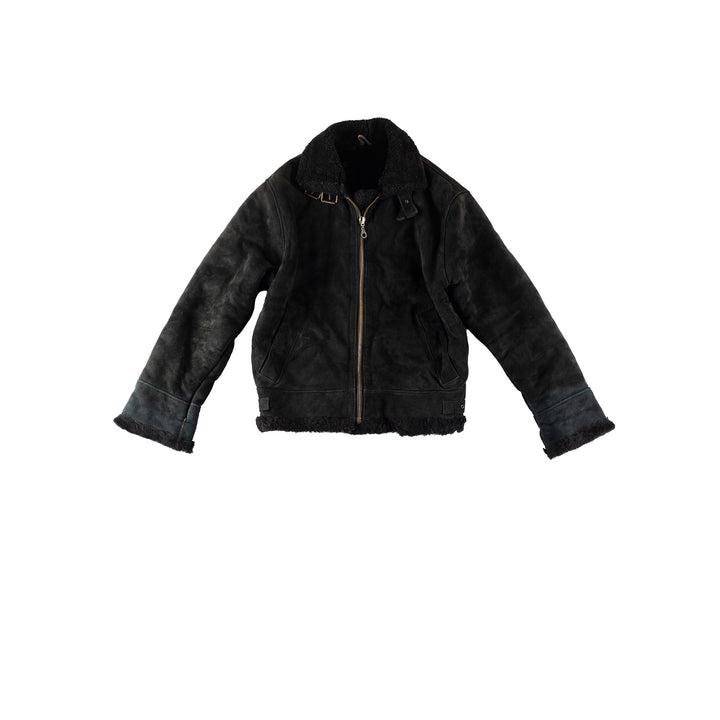 Vintage 80's Women Sheepskin Jacket in BlackMN475