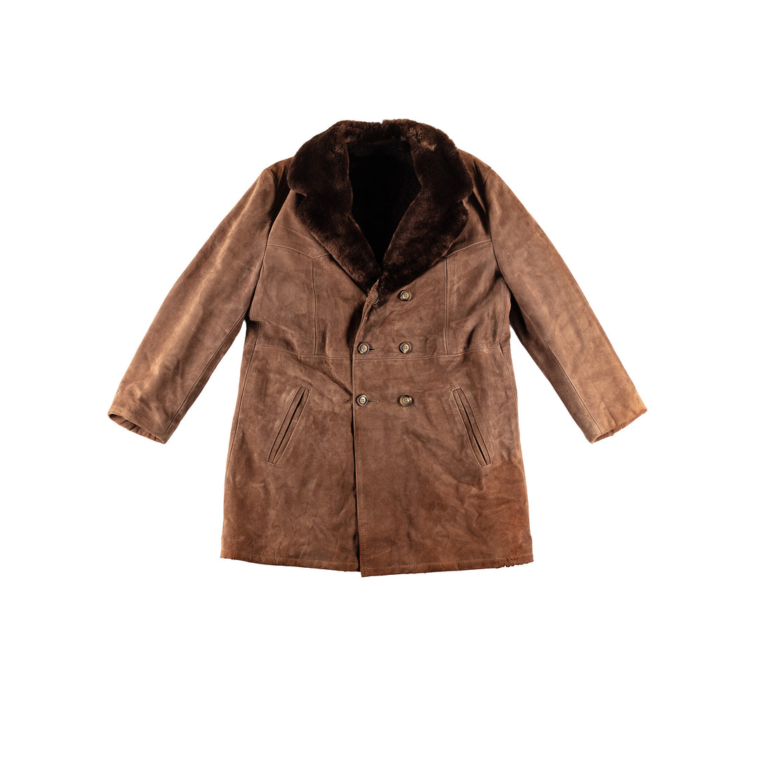 Vintage 80's Men Faux Sheepskin Coat in BrownVN436