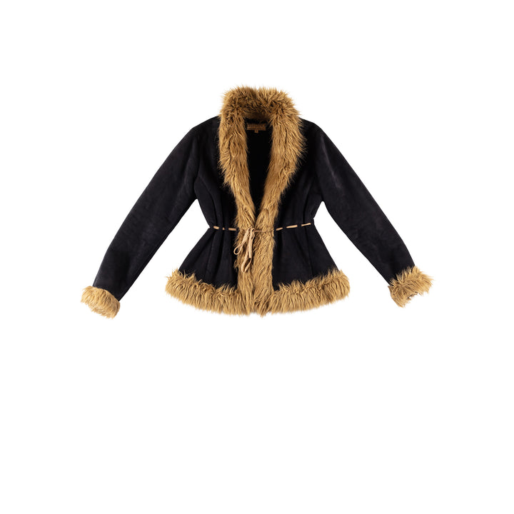 Vintage 70's Women Faux Sheepskin Coat in BlueMN654
