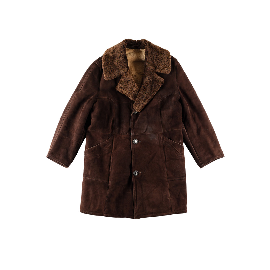 Vintage 70's Men Sheepskin Coat in Brown