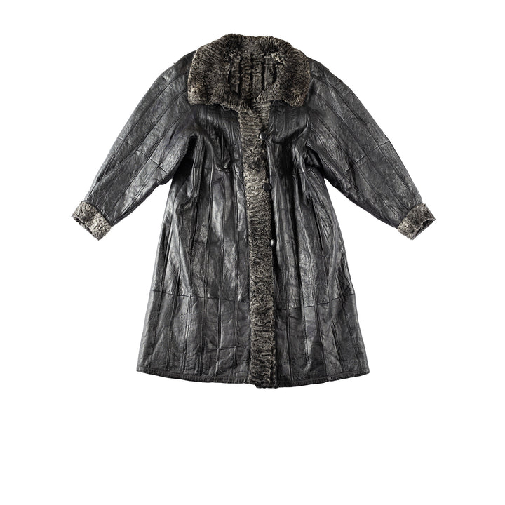 Vintage 70's Women Sheepskin Coat in GrayMN343