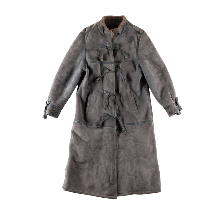 Vintage 80's Women Sheepskin Coat in Gray