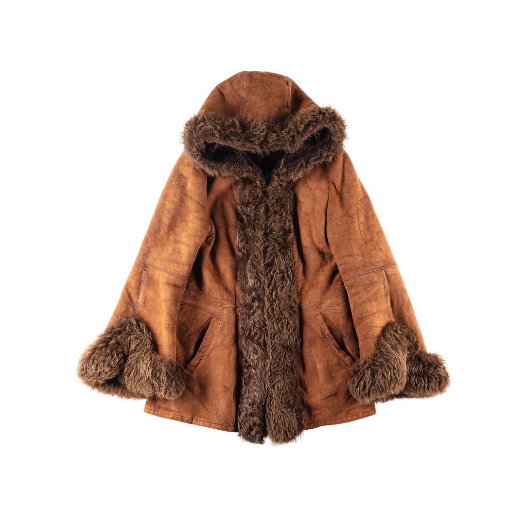 Vintage 70's Women Sheepskin Coat in Brown