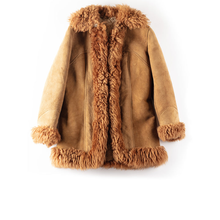 Vintage 70's Women Sheepskin Penny Lane Coat in Brown