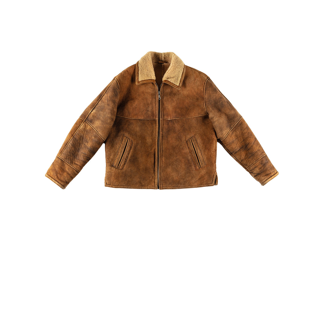 Vintage 80's Men Sheepskin Jacket in BrownVN700