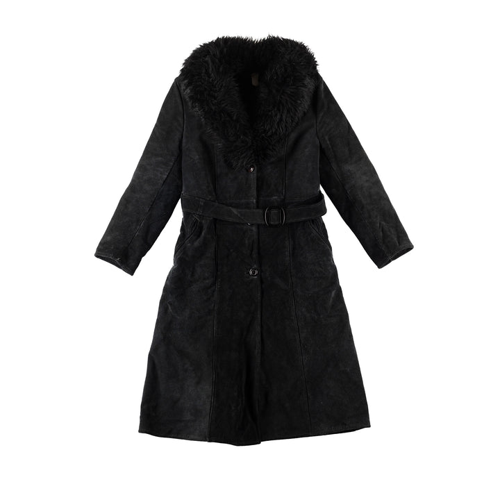 Vintage 70's Women Faux Sheepskin Coat in BlackMN643
