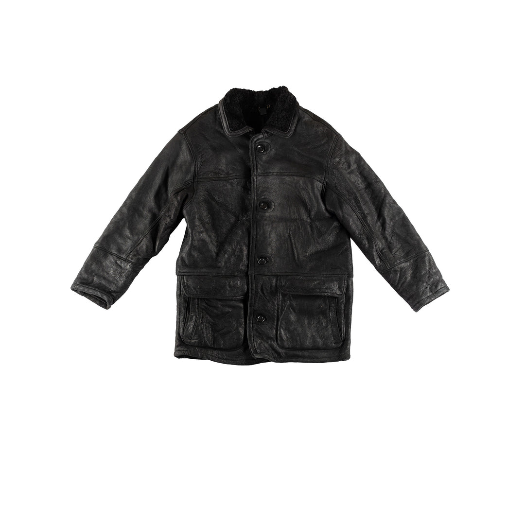 Vintage 80's Men Sheepskin Coat in BlackVN456