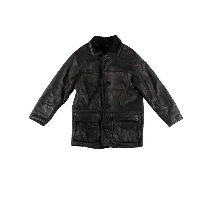Vintage 80's Men Sheepskin Coat in BlackVN456