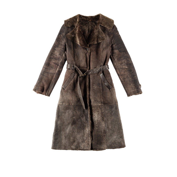 Vintage 70's Women Sheepskin Coat in BrownMN636