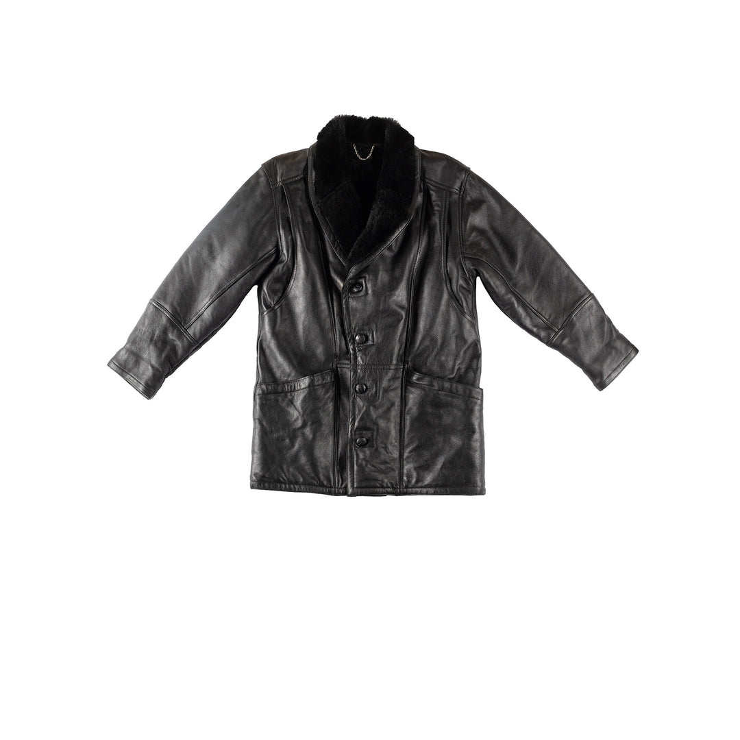 Vintage 80's Men Sheepskin Coat in BlackVN325