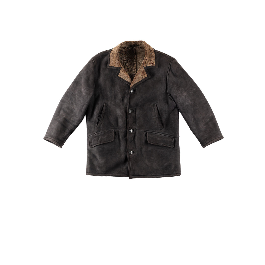 Vintage 80's Men Sheepskin Coat in GrayVN390