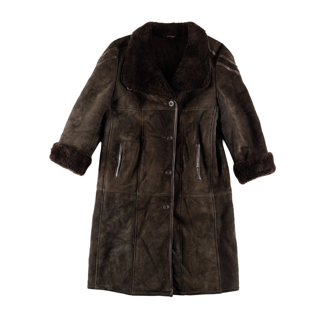 Vintage 80's Women Sheepskin Coat in BrownMN498