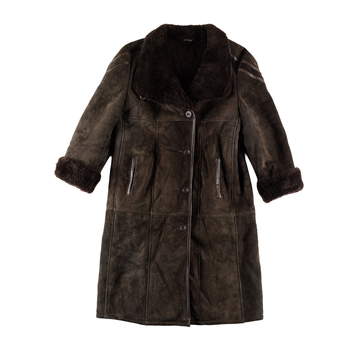 Vintage 80's Women Sheepskin Coat in BrownMN498
