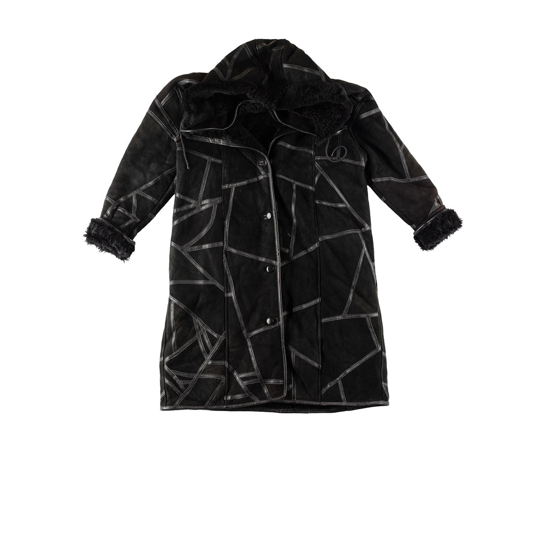 Vintage 80's Women Sheepskin Coat in BlackMN463