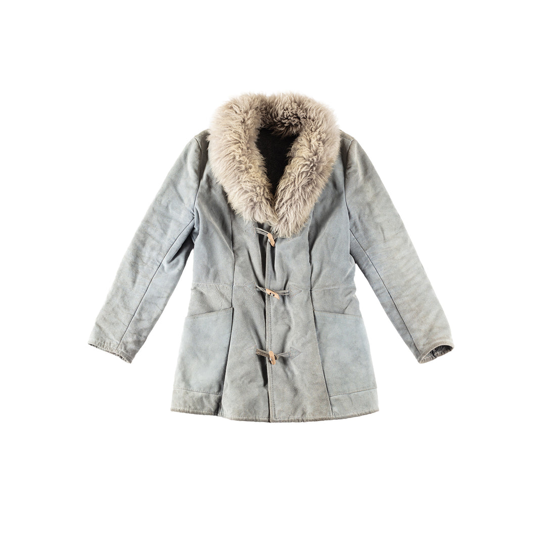 Vintage Women Faux Sheepskin Coat in GrayMN311