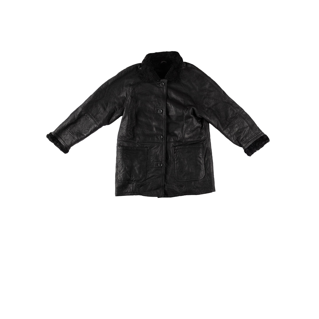 Vintage 80's Women Sheepskin Coat in BlackMN607