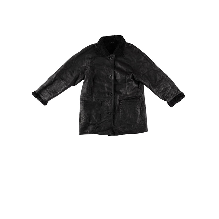 Vintage 80's Women Sheepskin Coat in BlackMN607