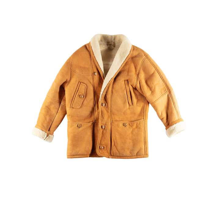 Vintage 80's Men Sheepskin Coat in Brown