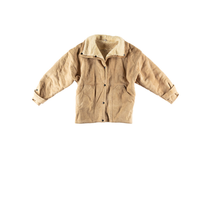 Vintage 80's Women Sheepskin Jacket in BeigeMN801