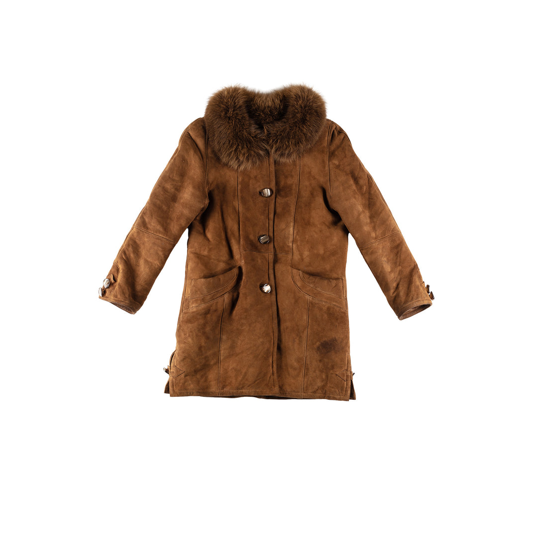 Vintage 70's Women Sheepskin Coat in BrownMN649