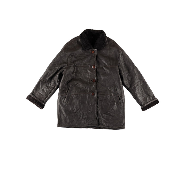 Vintage 80's Women Sheepskin Coat in BlackMN741