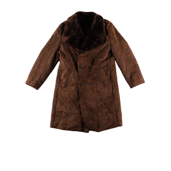 Vintage 80's Men Sheepskin Coat in BrownVN636