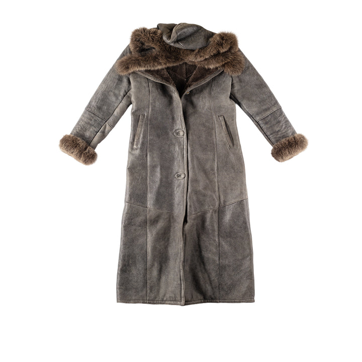 Vintage 70's Women Sheepskin Coat in GrayMN293