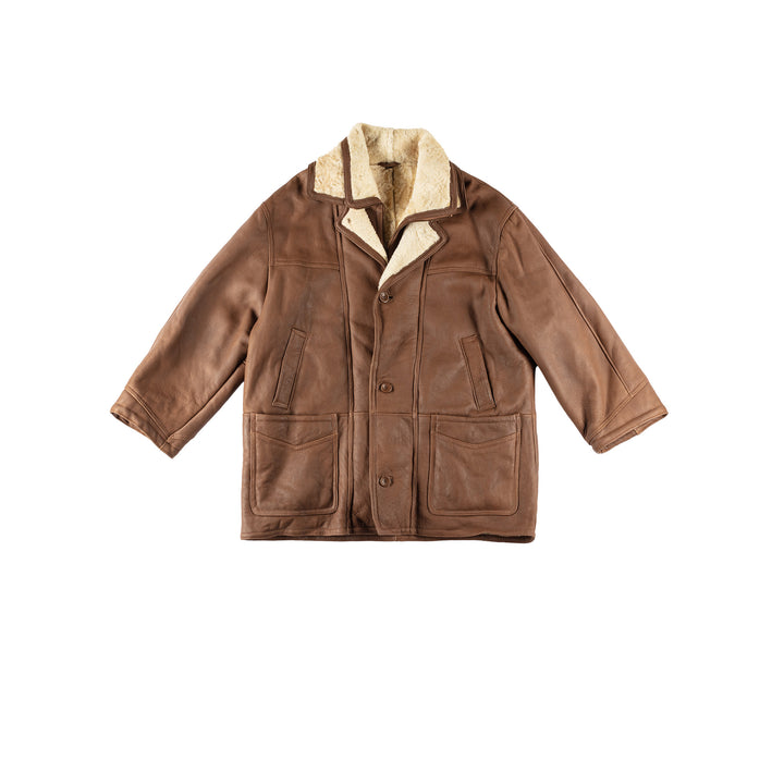 Vintage 80's Men Sheepskin Coat in BrownVN568