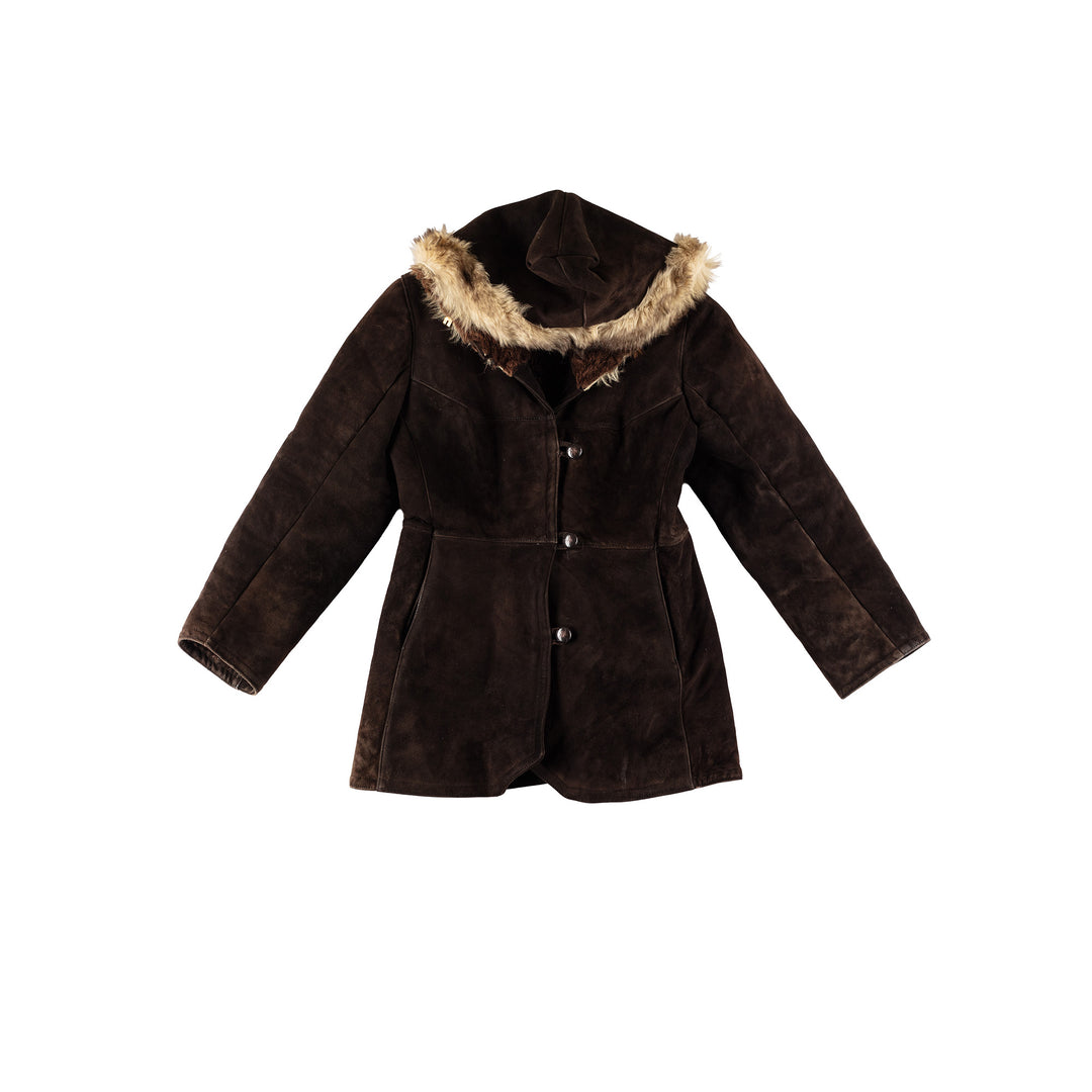 Vintage 70's Women Sheepskin Coat in BrownMN490