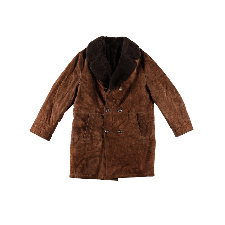 Vintage 70's Men Faux Sheepskin Coat in BrownVN601