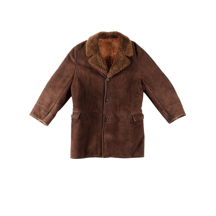 Vintage 80's Men Sheepskin Coat in BrownVN287
