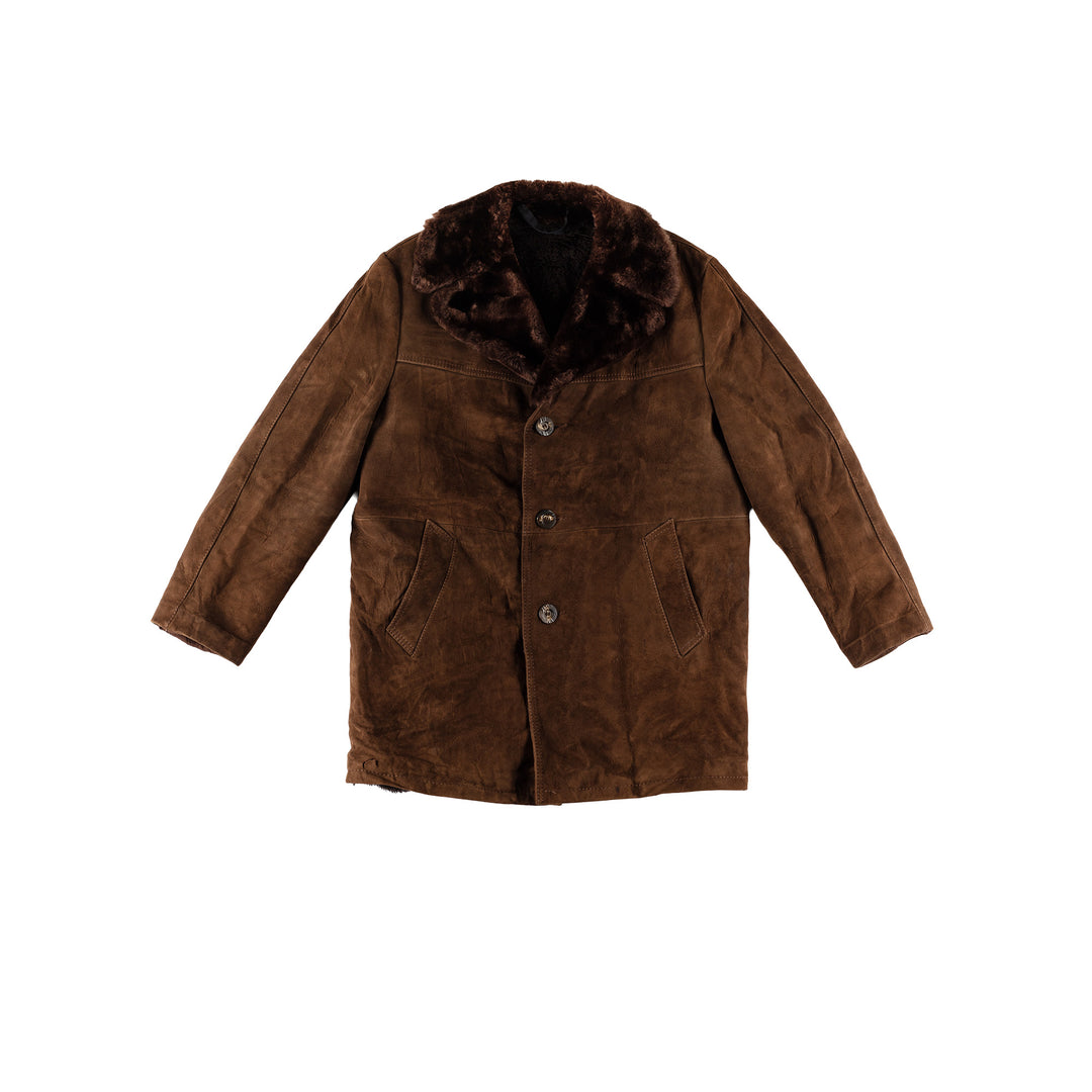 Vintage 80's Men Faux Sheepskin Coat in BrownVN575