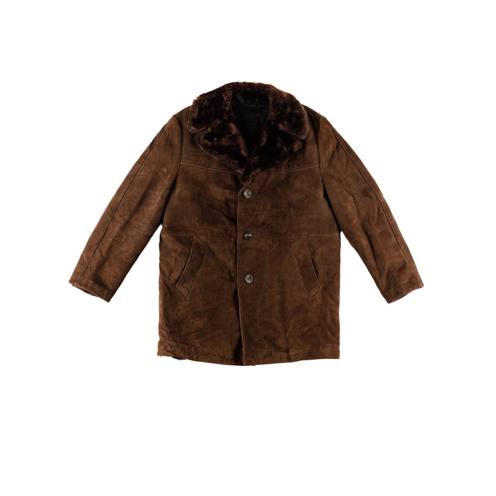 Vintage 80's Men Faux Sheepskin Coat in BrownVN575