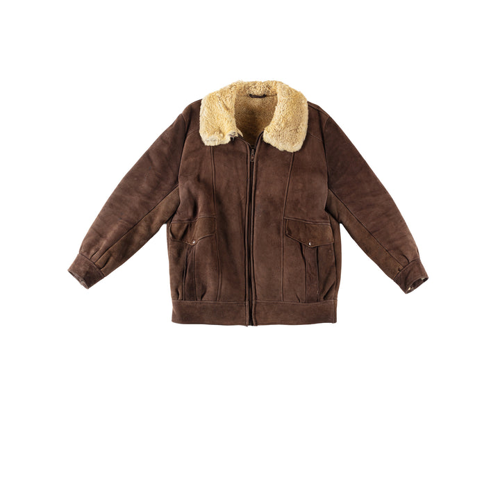 Vintage 80's Men Sheepskin Jacket in BrownVN285
