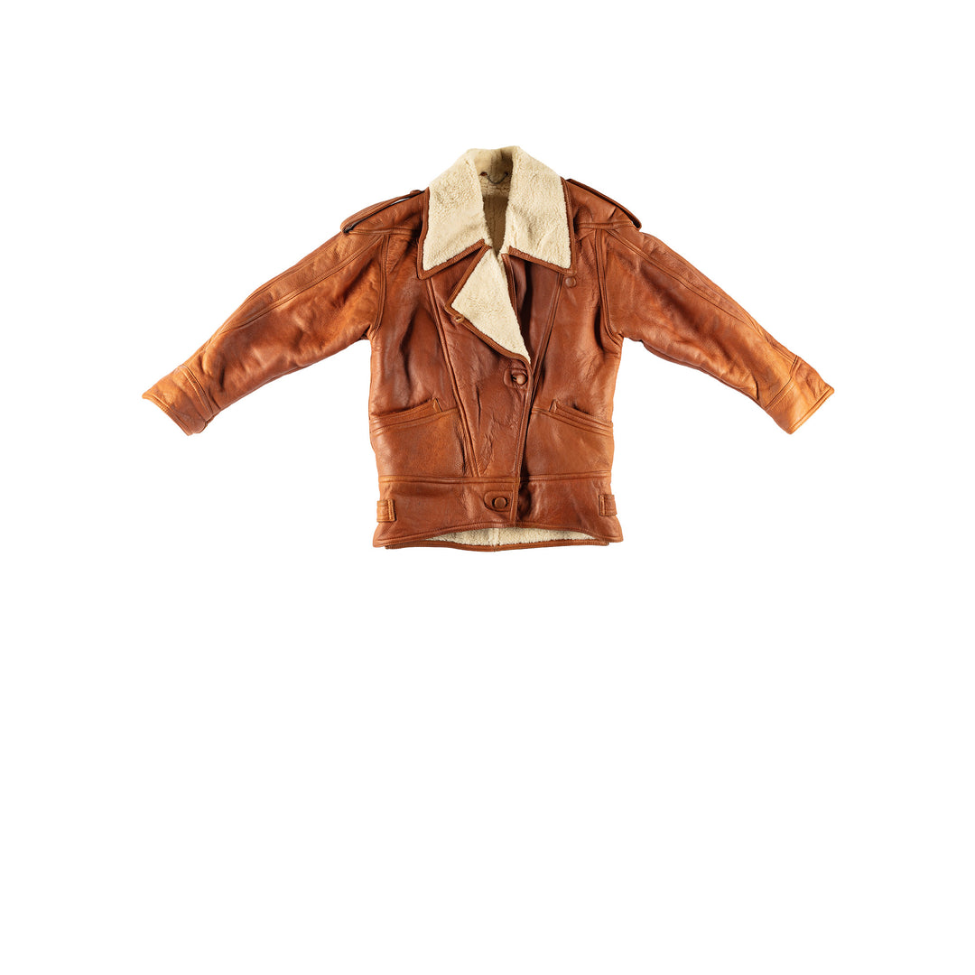 Vintage 80's Women Sheepskin Coat in BrownMN782
