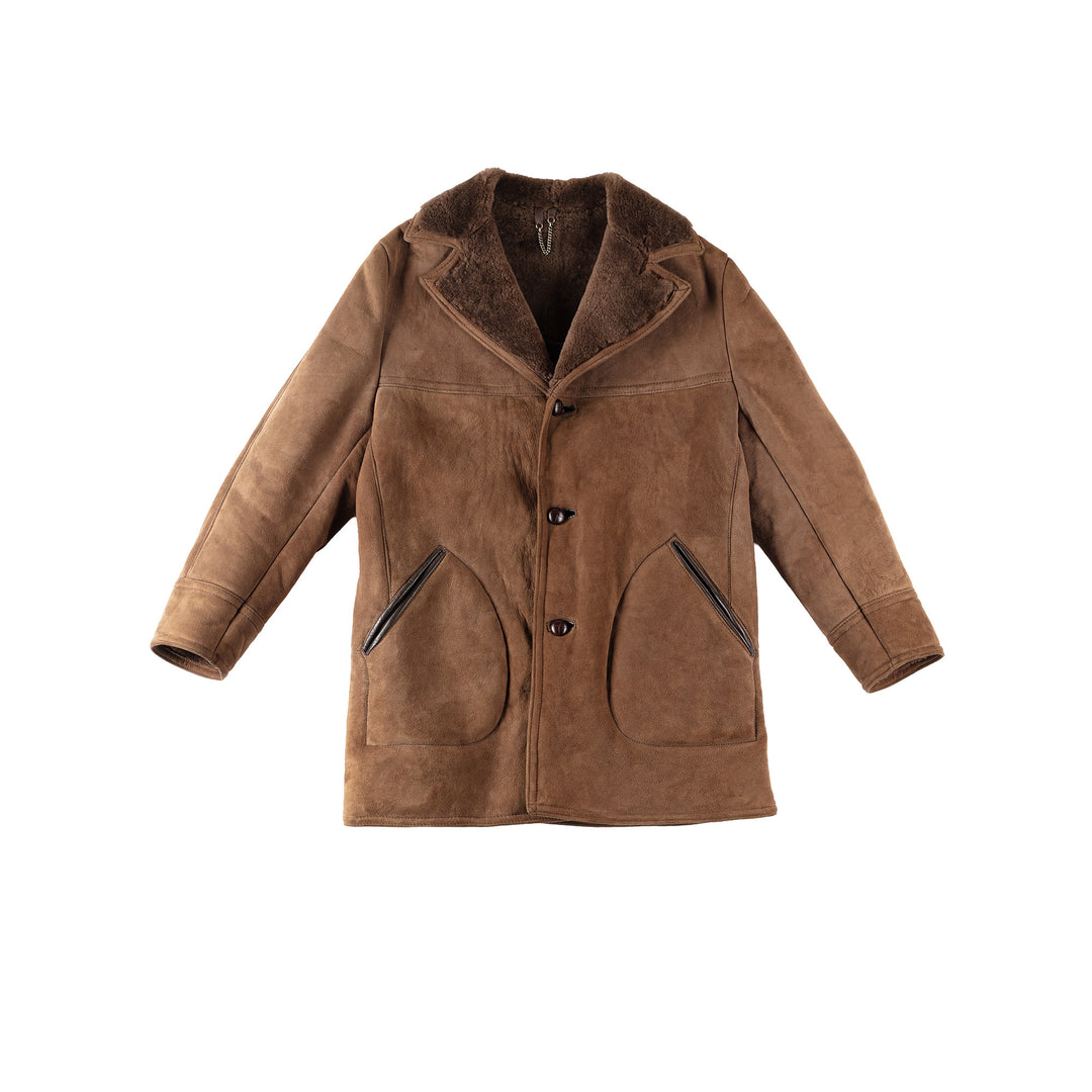 Vintage 80's Men Sheepskin Coat in BrownVN280