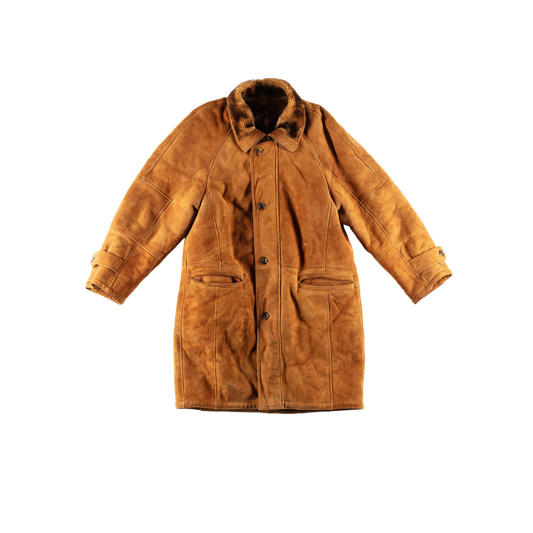 Vintage 80's Men Sheepskin Coat in BrownVN762