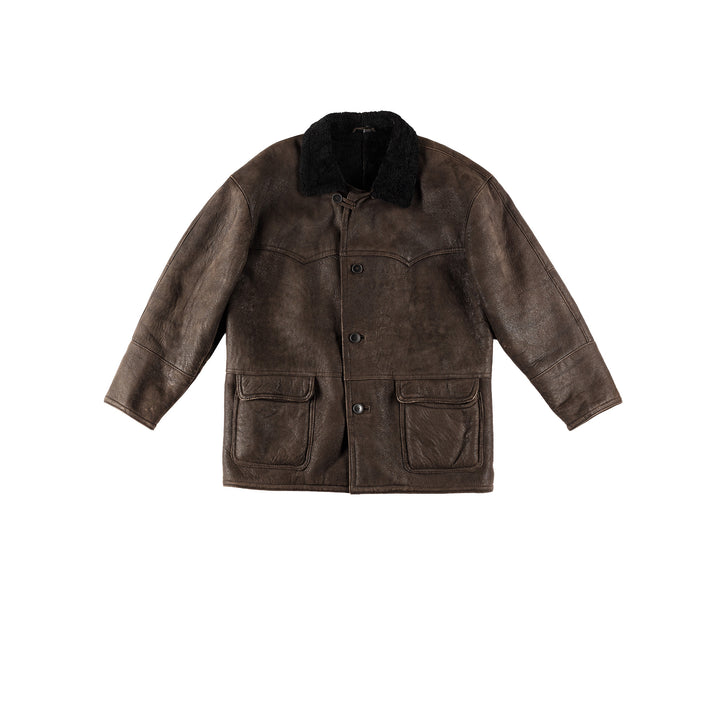 Vintage 80's Men Sheepskin Coat in BrownVN672