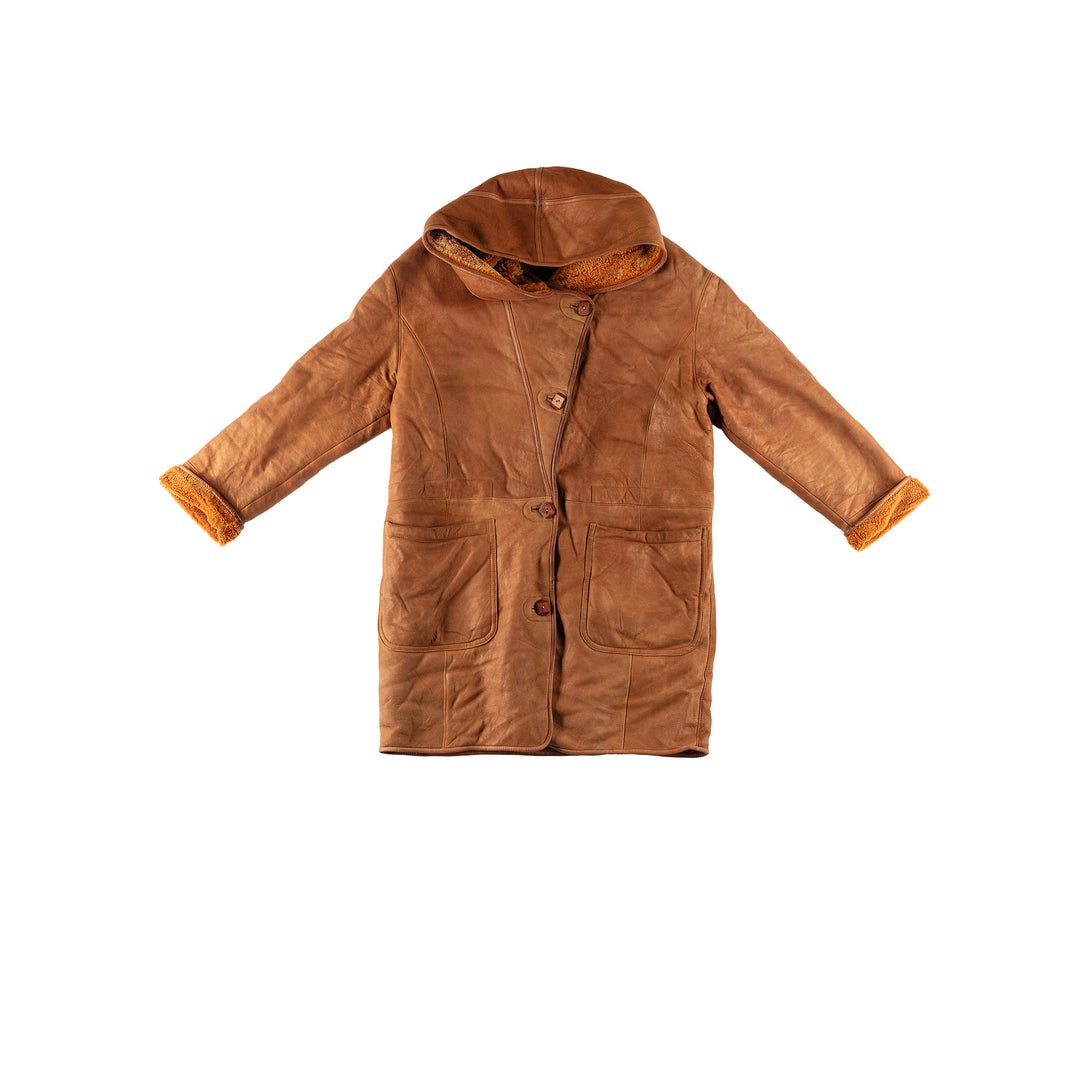 Vintage 80's Women Sheepskin Coat in BrownMN622