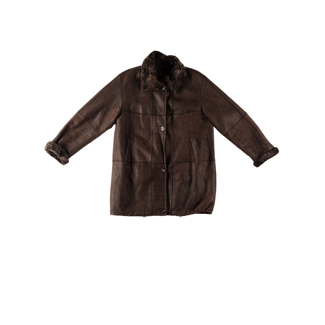 Vintage 80's Women Sheepskin Coat in BrownMN539