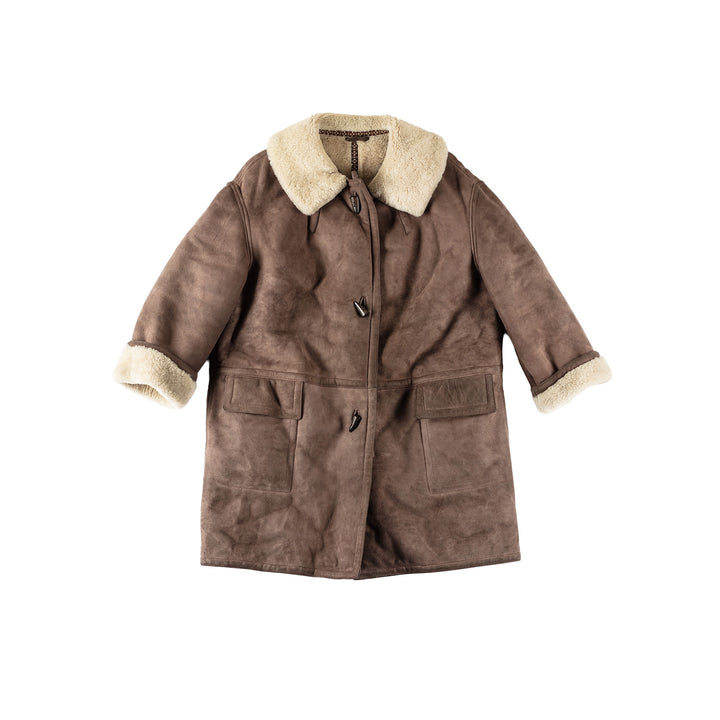 Vintage 90's Women Sheepskin Coat in BrownMN581